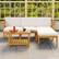 Alt View 3. Costway - 5 PCS Acacia Wood Patio Furniture Set with 2-Tier Coffee Table and Cushions - Off White,Natural.
