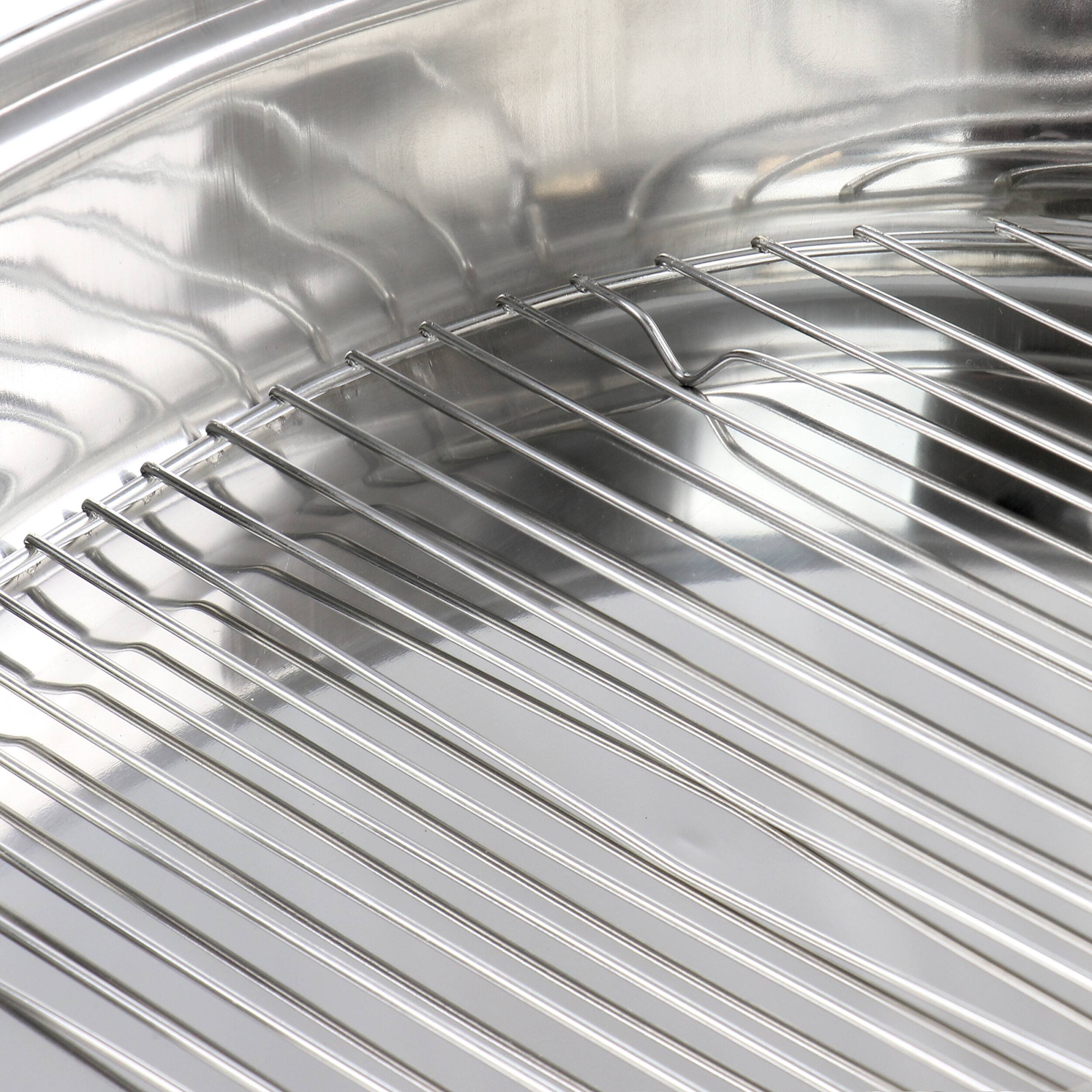 Alt View 2. Gibson - Gibson Home Hutchinson 18 Inch Oval Stainless Steel Roaster with Rack - Silver.