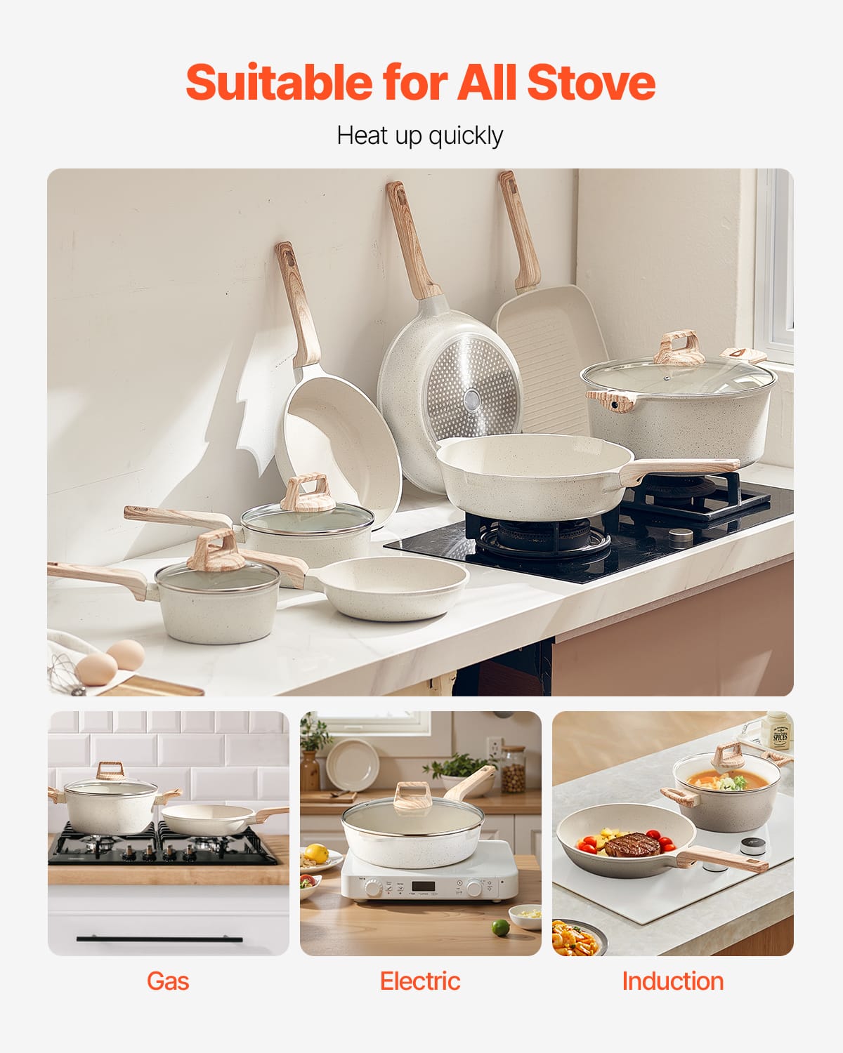 Suitable for All Stove. Heat up quickly. F Gas Electric Induction.