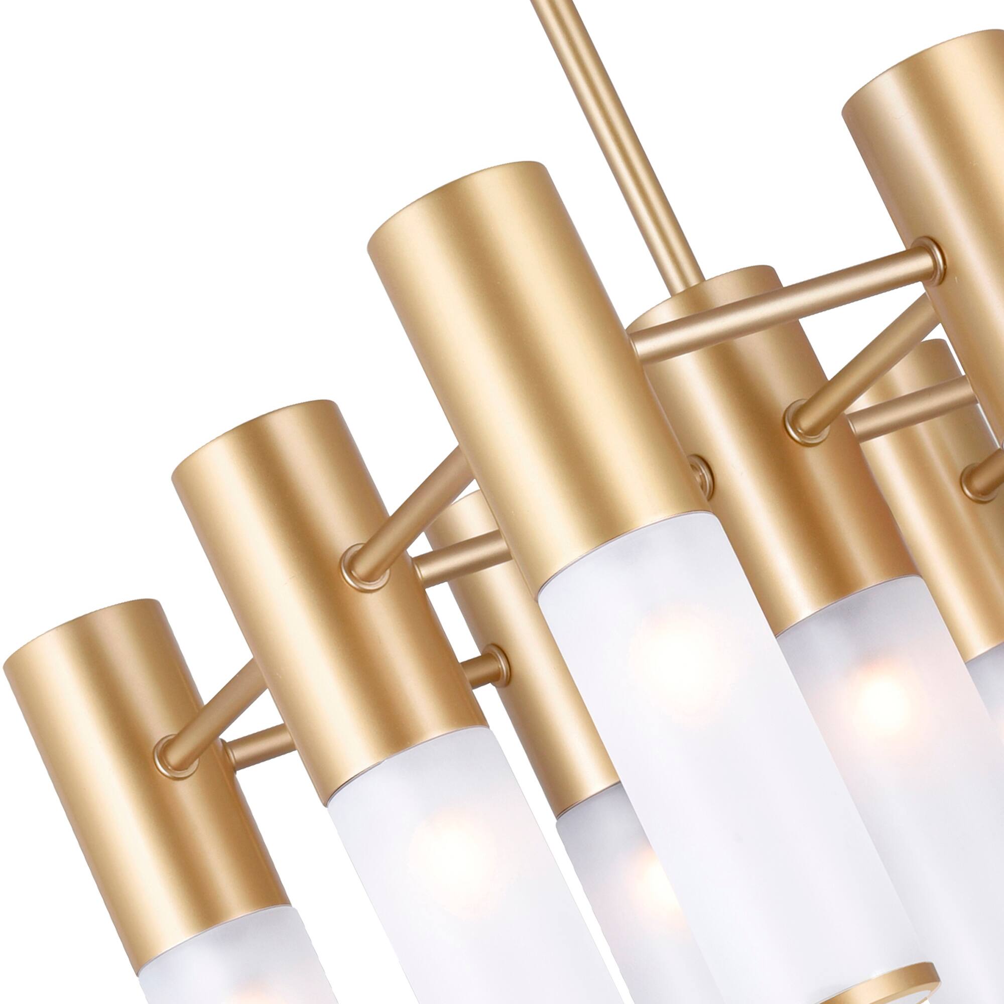 Left. CWI Lighting - Pipes 21 Light Island/Pool Table Chandelier With Sun Gold Finish - Sun Gold.