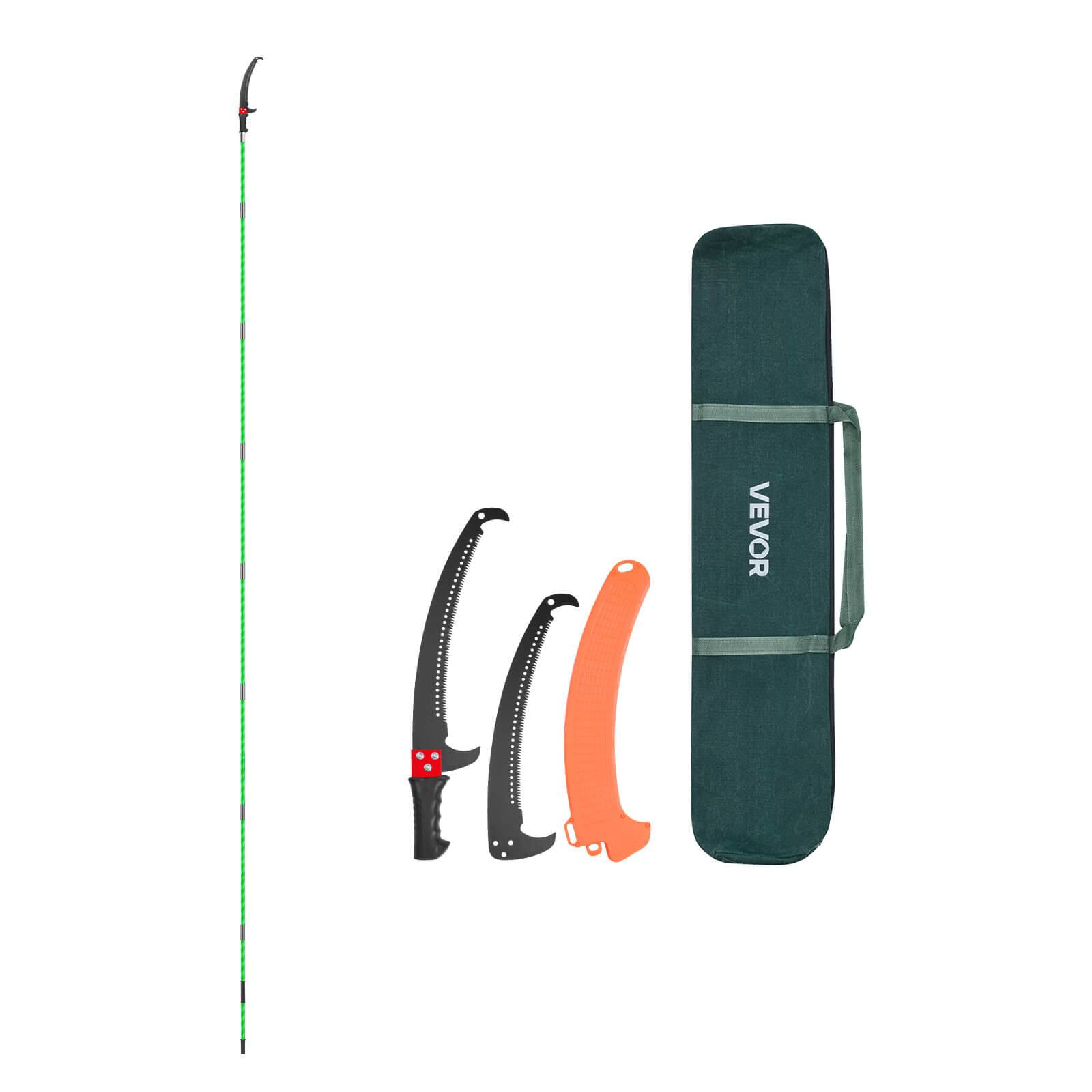 Alt View 5. VEVOR - Manual Pole Saw, 3.87-27 ft Extendable Pole Tree Pruner, Sharp 65Mn Steel Blade, Lightweight Fiberglass Handle Pole - Green.