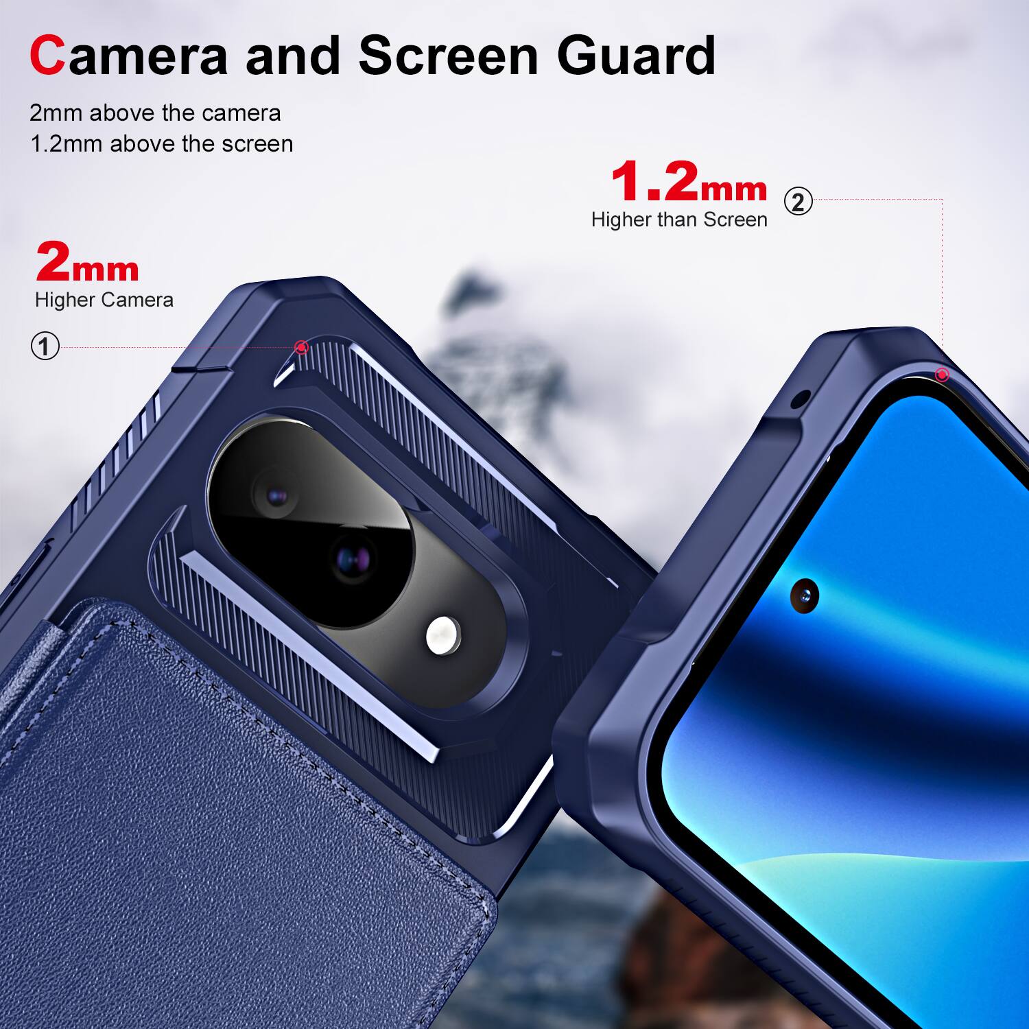 Camera and Screen Guard

2mm above the camera  
1.2mm above the screen

2mm  
Higher Camera

1.2mm  
Higher than Screen