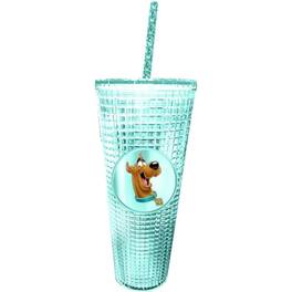 Spoontiques - Scooby Doo Diamond Tumbler Textured Double Wall Insulated Cup with Straw 20 ounce - Blue