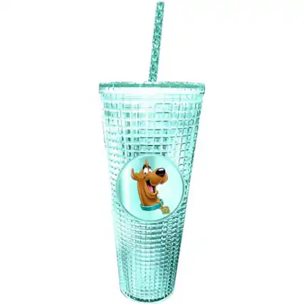 Front. Spoontiques - Spoontiques Scooby Doo Diamond Tumbler Textured Double Wall Insulated Cup with Straw 20 ounce - Blue.