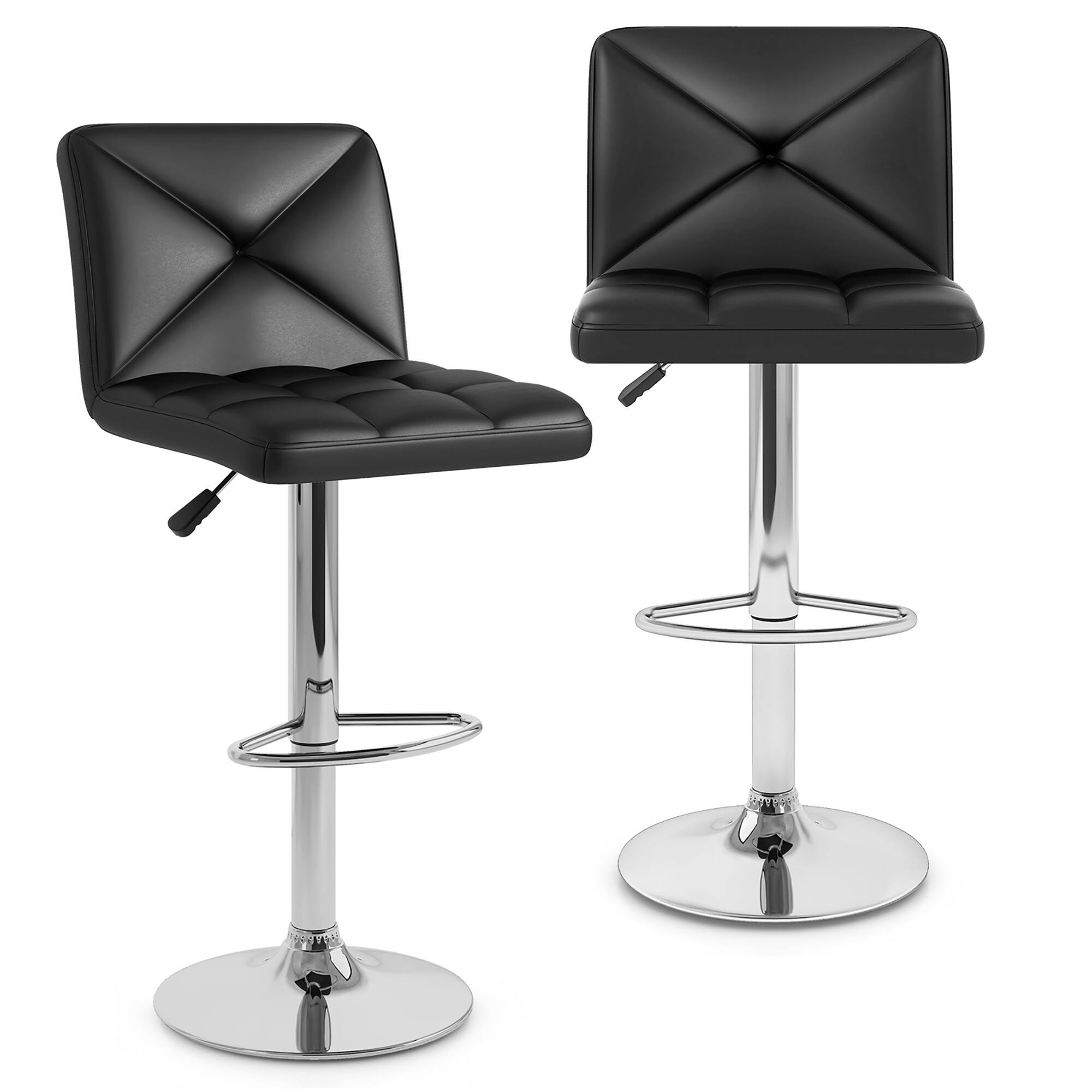 Alt View 9. Gymax - Gymax 4 PCS Bar Stools PU Leather Swivel Bar Chairs Height Adjustable Upholstered Barstools Black - Black.