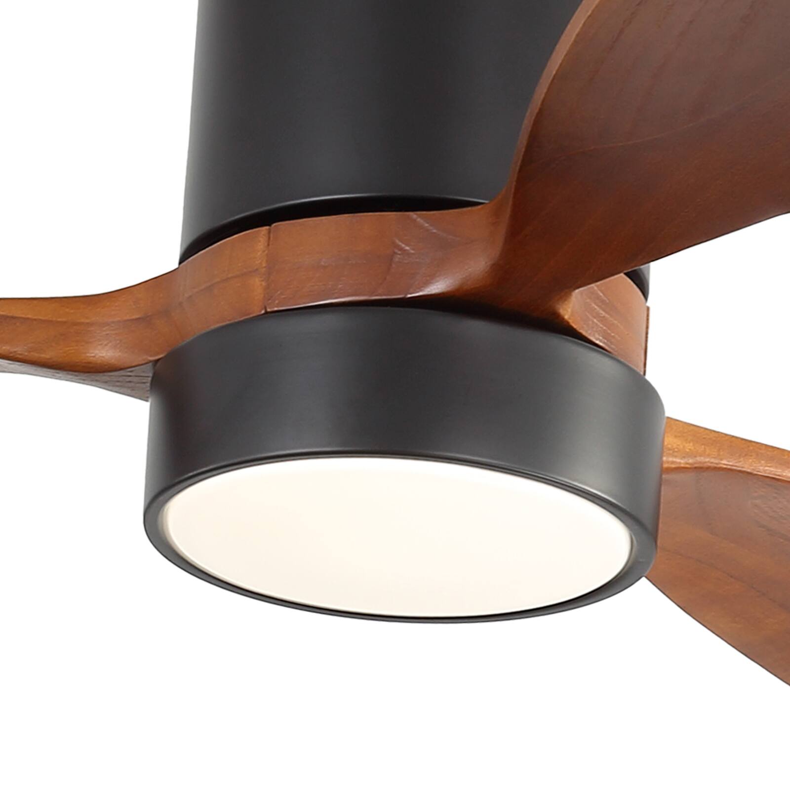 Alt View 1. Sofucor - 52 Inch Wood Flush Mount Ceiling Fans with 3CCT LED Lights and Remote 6 Speed Modern Quiet Ceiling Fan for Bedroom - Black.