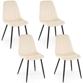 Costway - Dining Chairs Set of 4 with Sturdy Metal Legs,Curved Backrest, Seat for Dining Room - Beige + Black