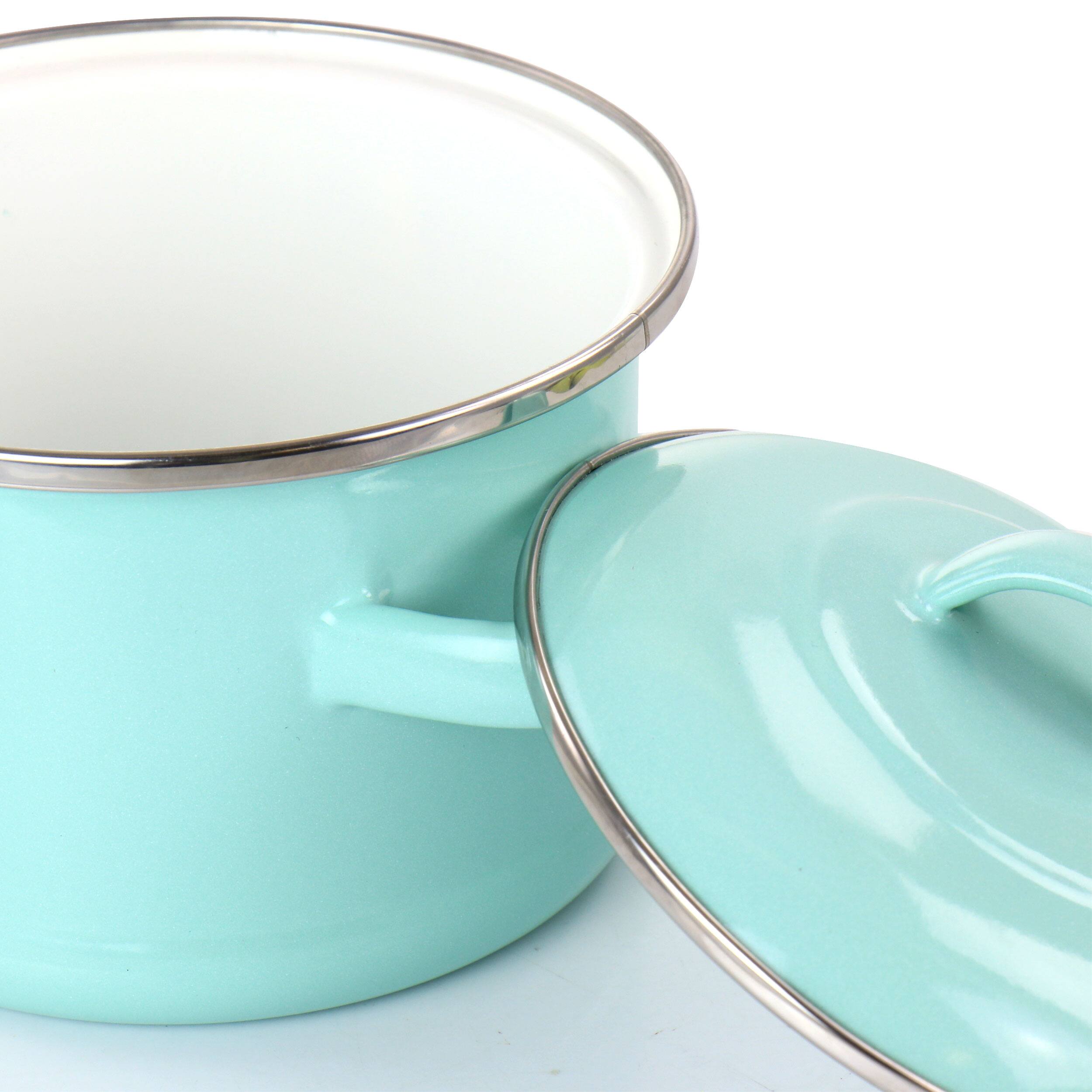Alt View 4. Martha Stewart - Martha Stewart Enamel on Steel Mini Dutch Oven - Turquoise.