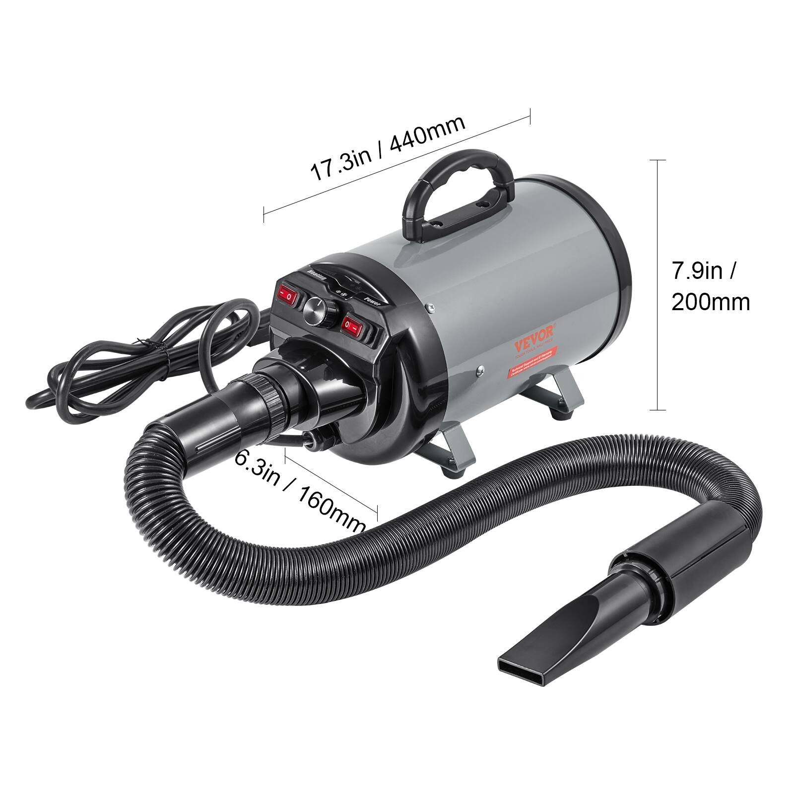 440mm 17.3in  
7.9in / 200mm  
6.3in / 160mm