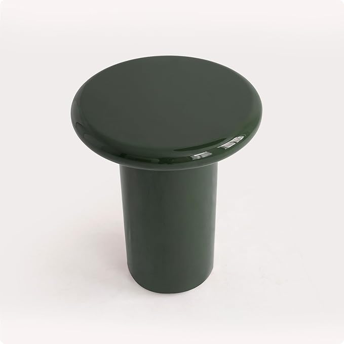 Front. Acanva - Modern End Tables with High Glossy Finish, Curved Edges, Accent Center Furniture for Living Room Home Office, Side Table - Gloss olive green.