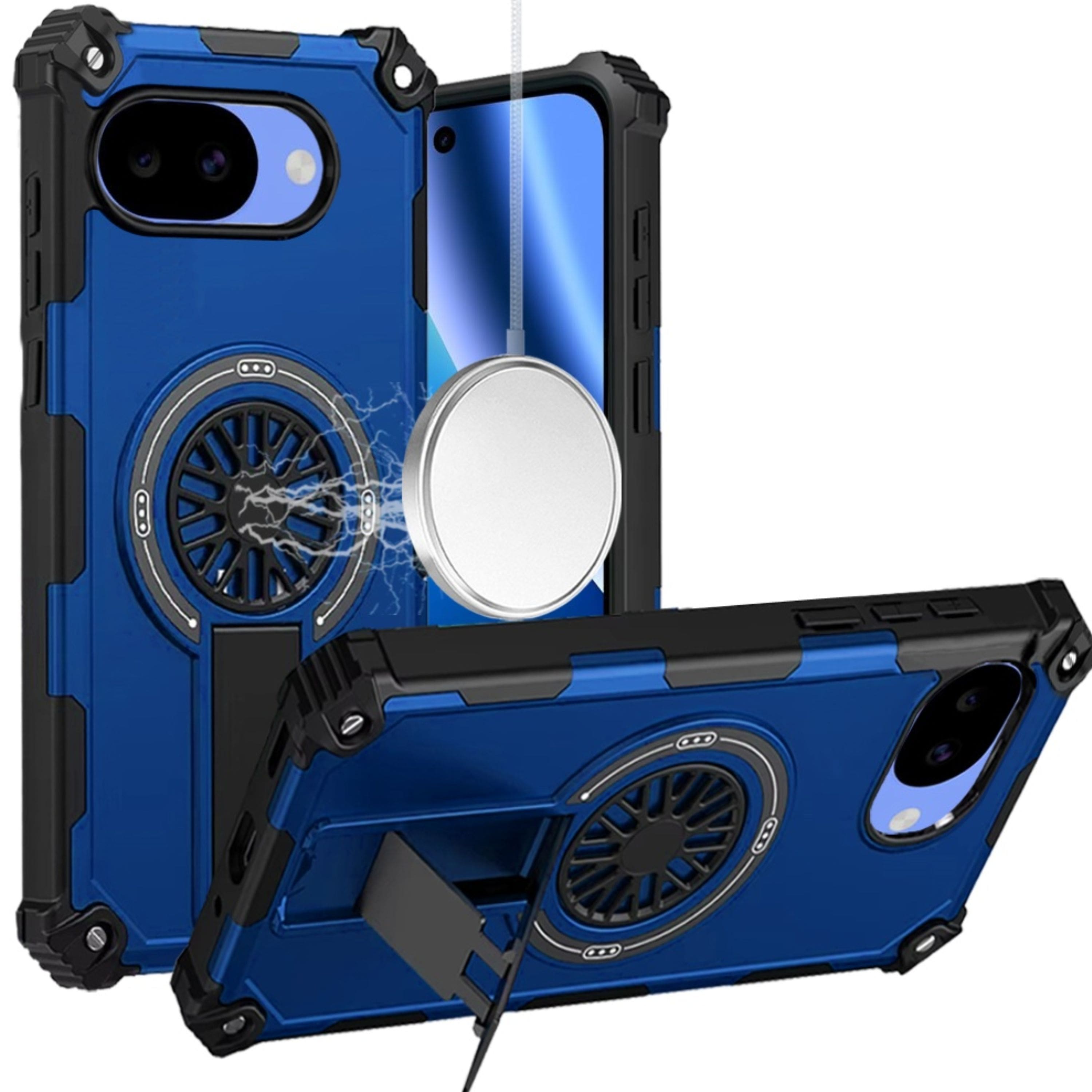 Kitcheniva - Rugged Magnetic Circle Pop-Out Stand Plus Tempered Glass For Google Pixel 10a Case - Blue price history on PriceWatchPro