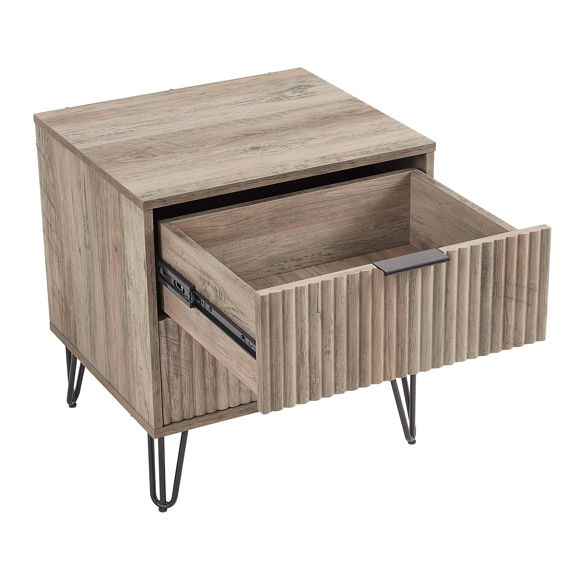 Alt View 3. Manhattan Comfort - Dumbo Modern 20" Fluted Nightstand - Set of 2 - Rustic Gray.