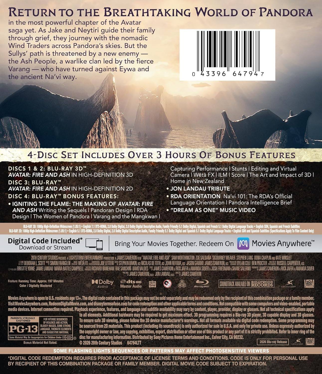 Alt View 1. Avatar: Fire and Ash   - BLU-RAY 3-D.
