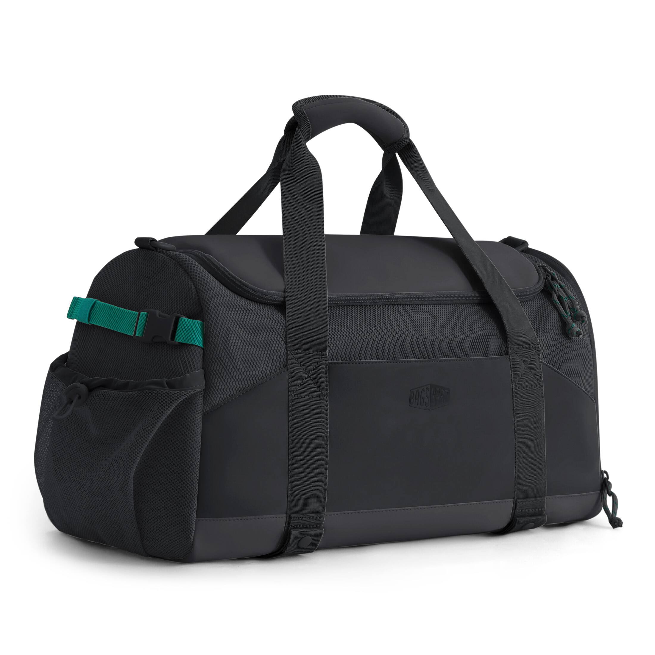 Left. Bagsmart - REIKI Duffle 30L Travel Gym Bag with 15.6" Laptop Sleeve, Separate Shoe Compartment & Trolley Pass-Through - Black.