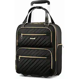 LUGGEX - 16 Inch Underseat Carry On Luggage with Wheels,Softside Lightweight Suitcase UDK - LX-UX - Black