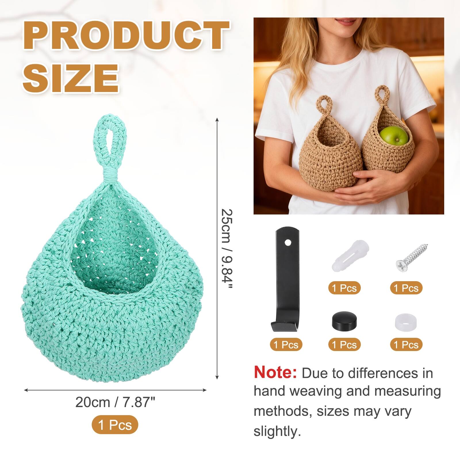 PRODUCT SIZE

25cm / 9.84" 1 Pcs

20cm / 7.87" 1 Pcs

Note: Due to differences in hand weaving and measuring methods, sizes may vary slightly.