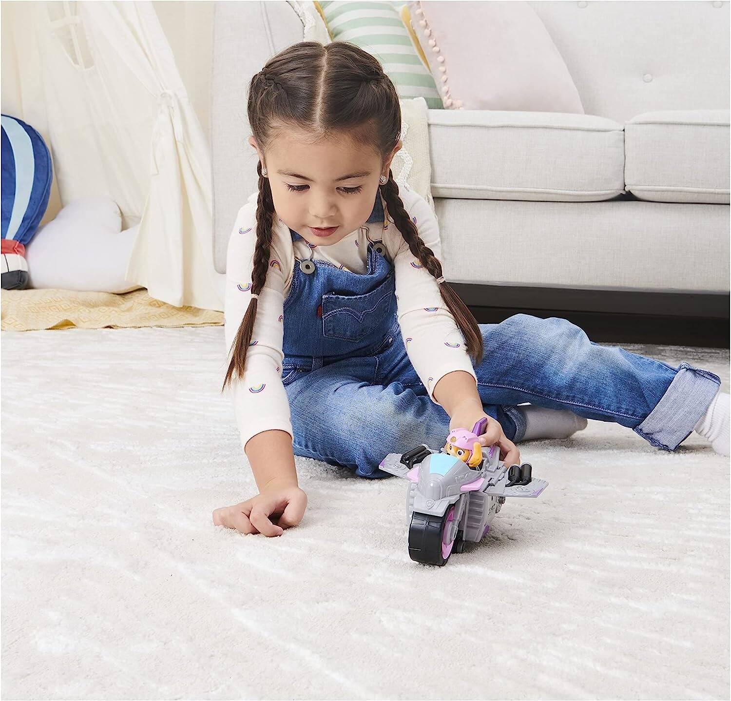 Left. Paw Patrol - PAW Patrol Moto Pups Skye Deluxe Pull-Back Motorcycle with Figure, Ages 3+ - Multicolor.