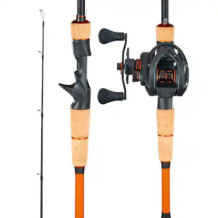 Front. VEVOR - Rod and Fishing Reel Combo, IM7 Carbon Fiber Baitcasting Rod and Reel Combo, Bass Fishing Pole with 7+1 BB System - Black.