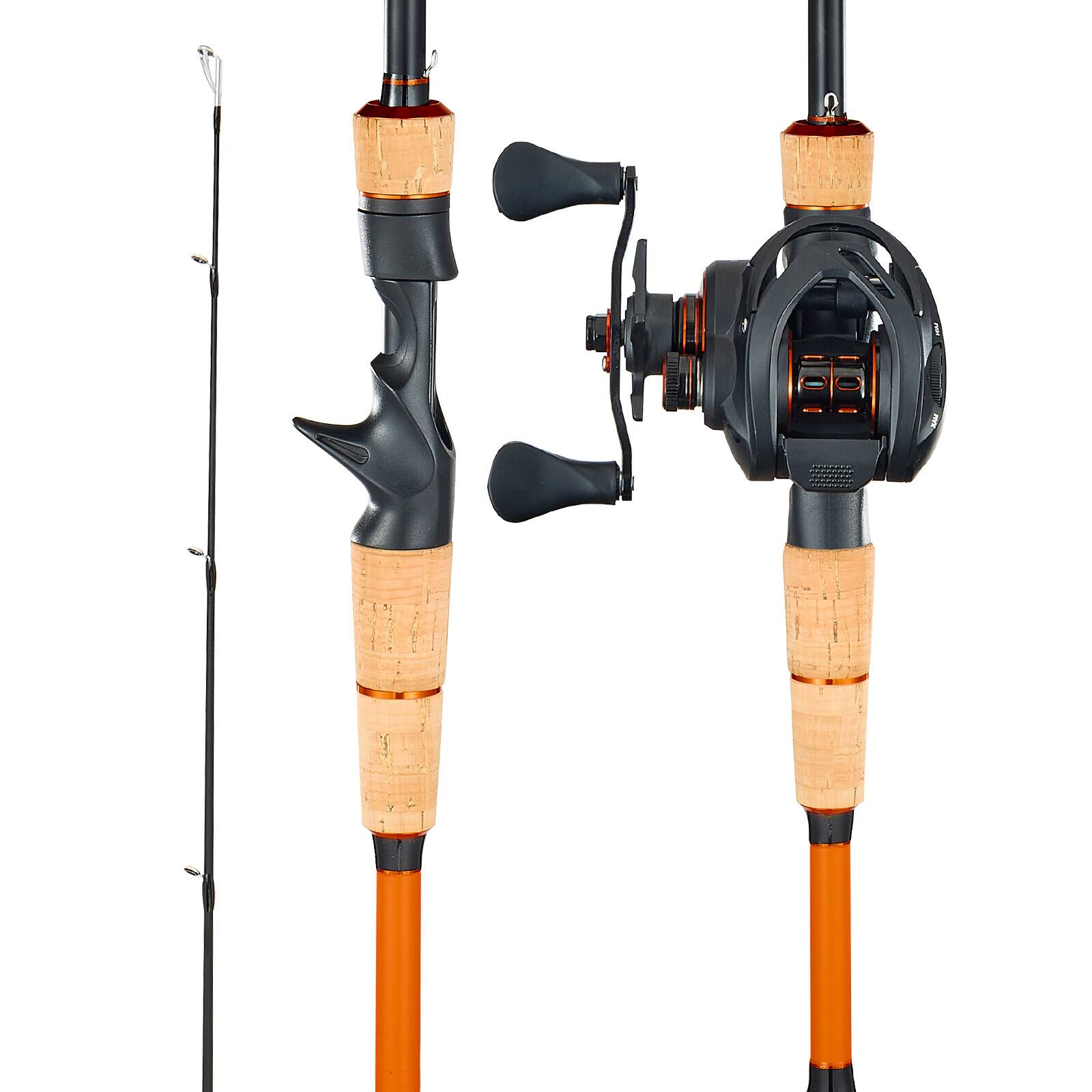 Front. VEVOR - Rod and Fishing Reel Combo, IM7 Carbon Fiber Baitcasting Rod and Reel Combo, Bass Fishing Pole with 7+1 BB System - Black.