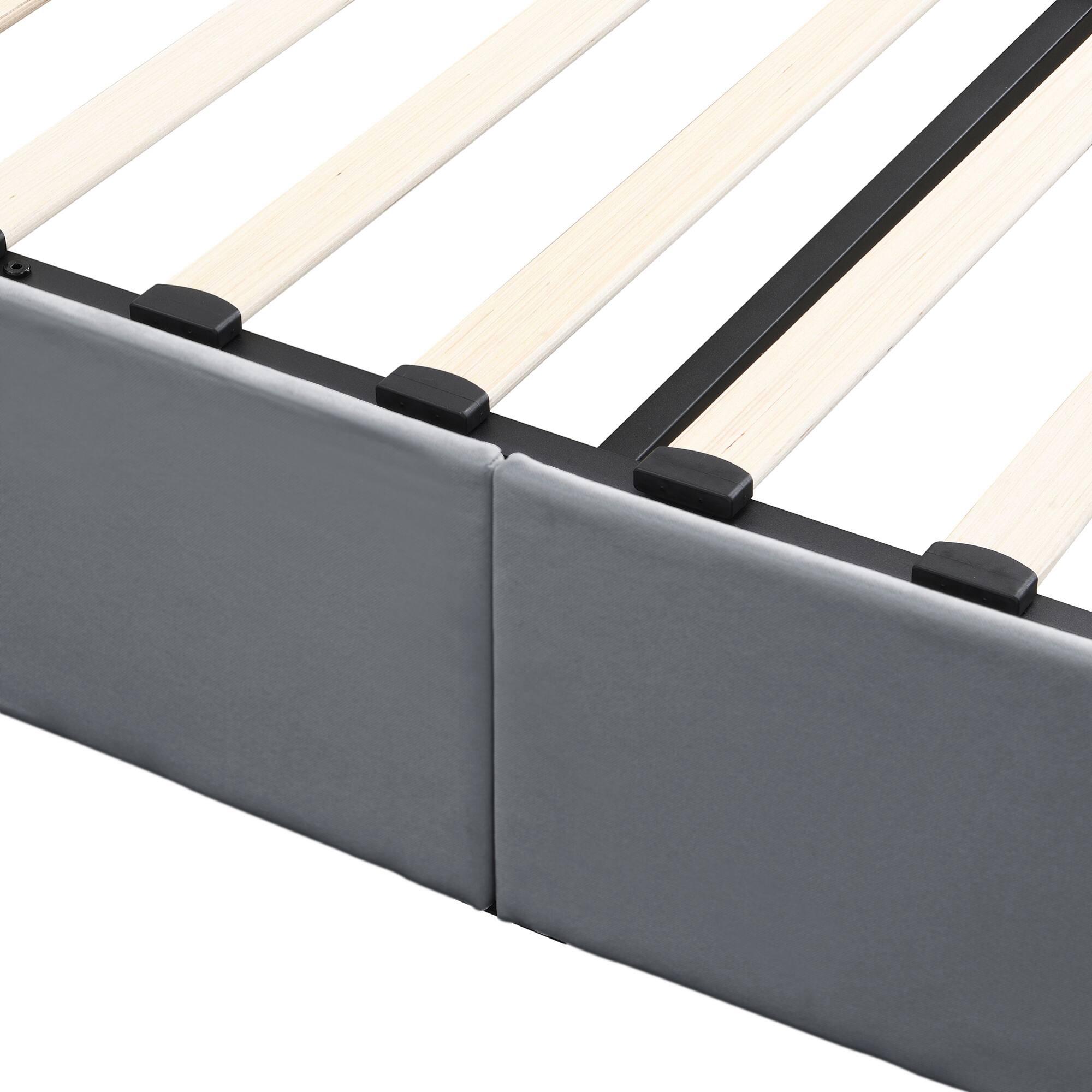 Alt View 7. GOODSILO - Queen Size Upholstered Platform Bed with Hydraulic Storage System - Gray.