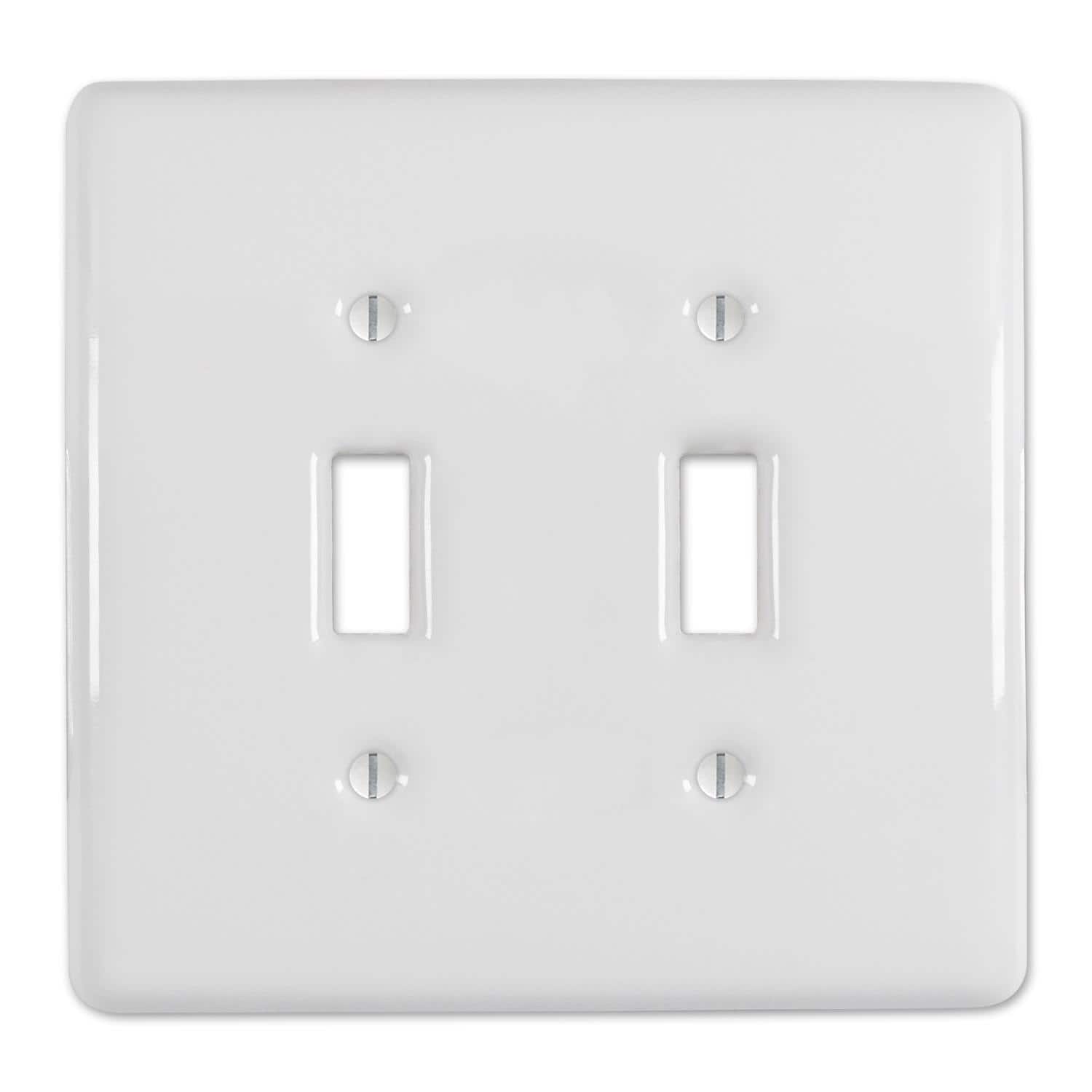 AMERELLE - Metro 2 gang Ceramic Toggle Wall Plate 1 pk - White