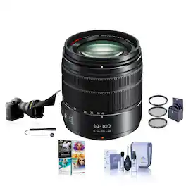 Bundle - Panasonic - LUMIX G Vario 14-140mm f/3.5-5.6 II Lens for MFT with PC Acc Kit