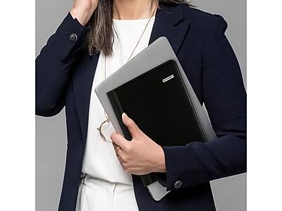Alt View 5. AT-A-GLANCE -  Executive Faux Leather Padfolio, Black - Black.