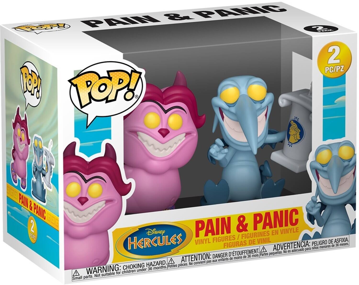 PAIN & PANIC  
2 PC/PZ  
VINYL FIGURES / FIGURINES EN VINYLE / FIGURAS DE VINIL / FIGURAS DE VINIL  
Disney HERCULES  
WARNING: CHOKING HAZARD - Small parts. Not suitable for children under 36 months.  
ATTENTION: DANGER D'ÉTOUFFEMENT - Petites pièces. Ne convient pas aux enfants de moins de 36 mois.  
ADVERTENCIA: PELIGRO DE ASFIXIA - Piezas pequeñas. No es adecuado para niños menores de 36 meses.
