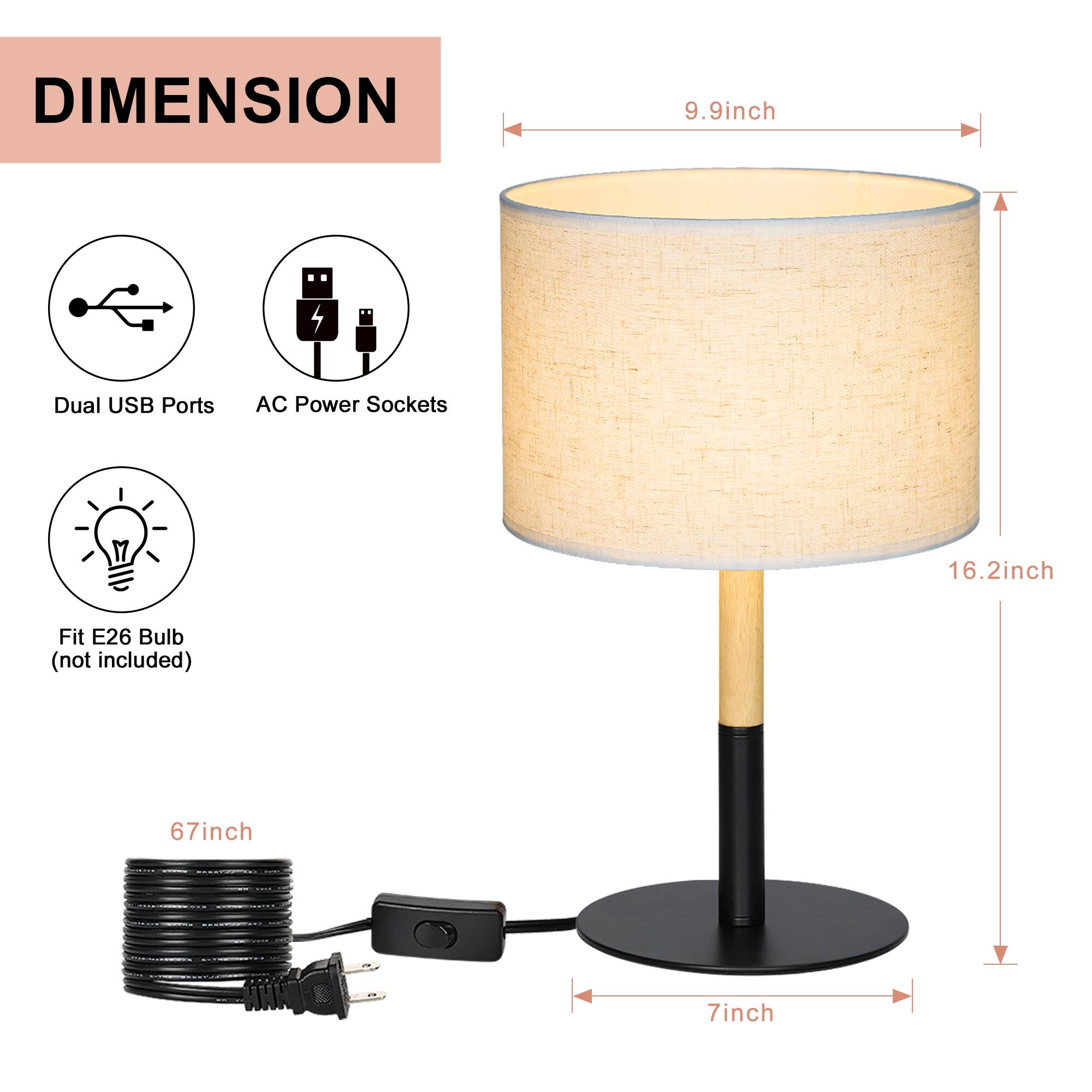 DIMENSION  
9.9 inch  
Dual USB Ports  
AC Power Sockets  
16.2 inch  
Fit E26 Bulb (not included)  
67 inch  
7 inch