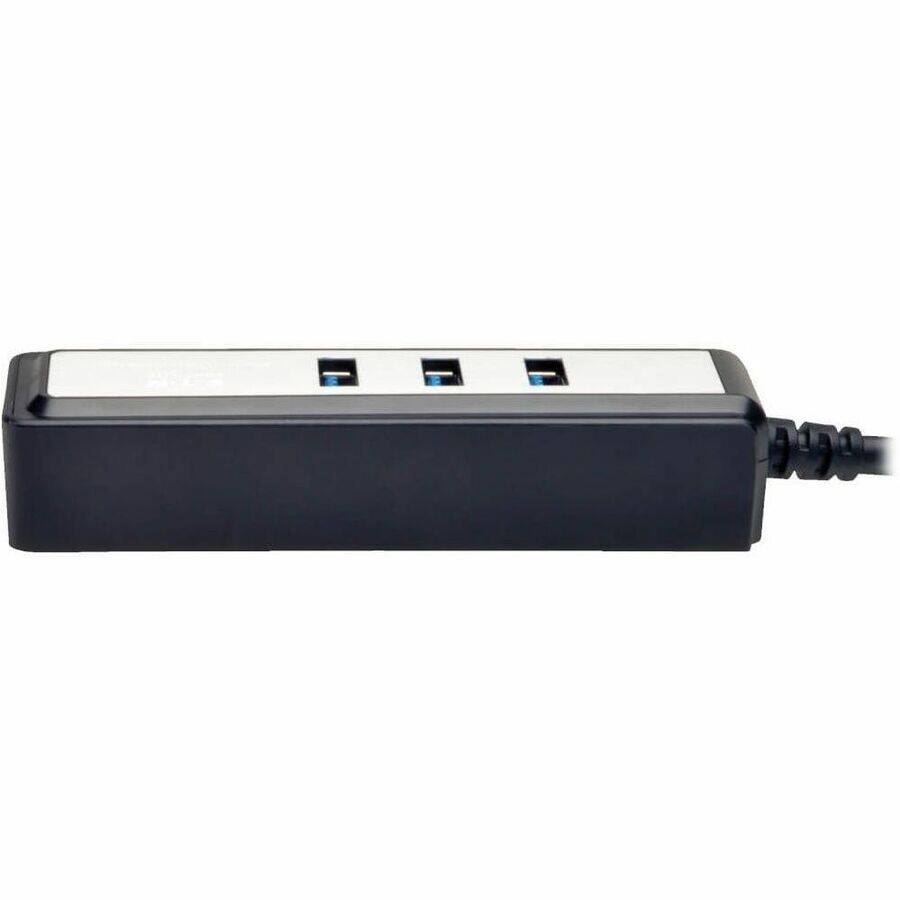 Alt View 4. Tripp Lite - Tripp Lite by Eaton Portable 4-Port USB 3.0 Superspeed Mini Hub w/ Built In Cable - USB - External - 4 USB 3.0 Port(s) - Black,Silver.