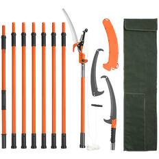 Front. VEVOR - Manual Pole Saw, 7.3-27 ft Extendable Tree Pruner, Sharp Steel Blade and Scissors High Branches Trimming - red.