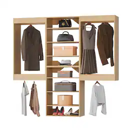 Roomtec - 90 in Wood Modular Closet System Unit-Customizable Wall Mounted Walk-In Closets for Bedroom or Walk-in Closet - Wood