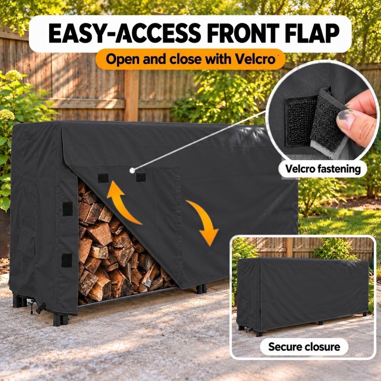 KHOMO GEAR Firewood Rack Cover 8ft Waterproof, Outdoor Log Rack Cover ...