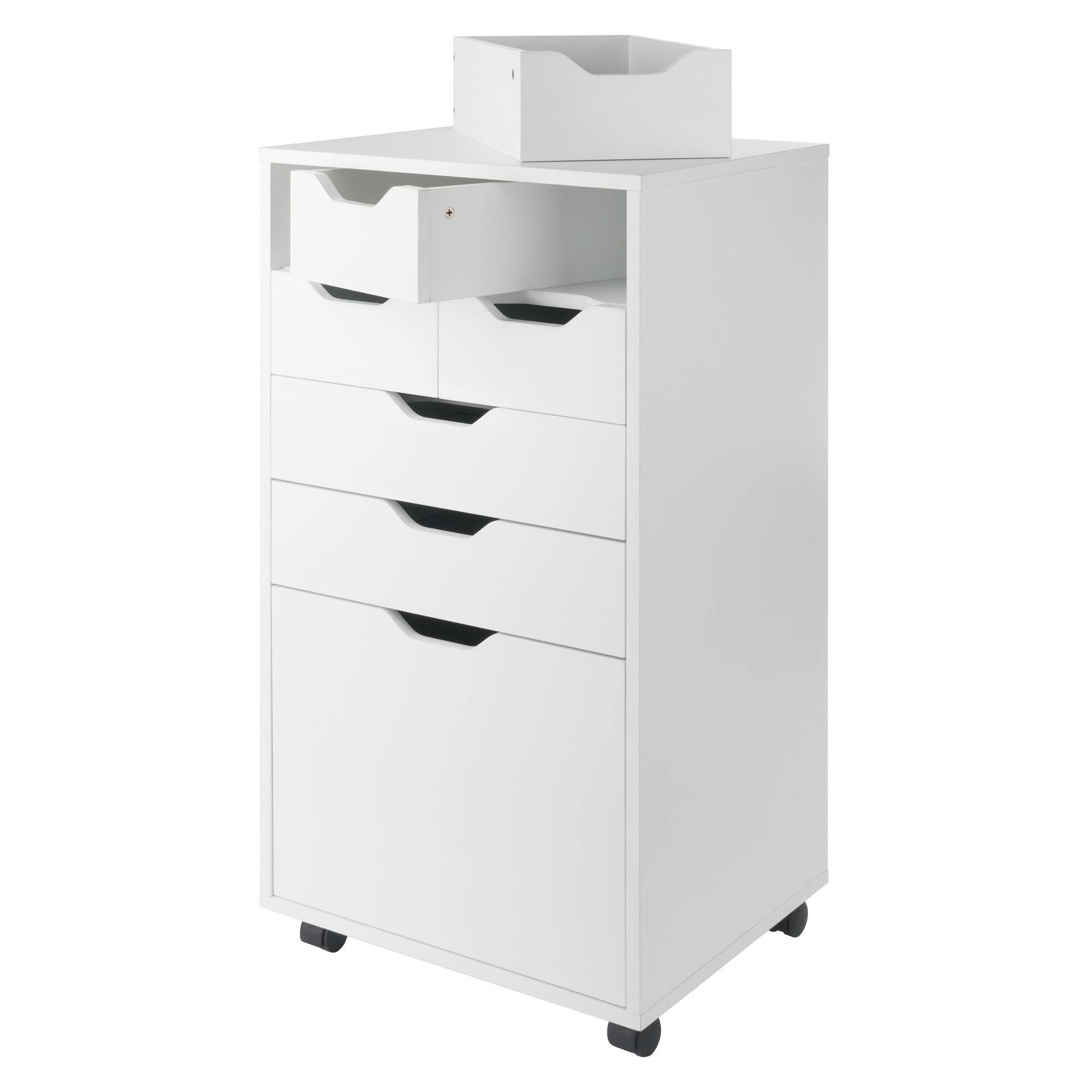 Alt View 3. Winsome Wood - Halifax Bins & Drawers Multi-Storage Tall Mobile Cabinet - White.