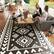 Alt View 8. Outsunny - Outdoor Rug for Patio, 9' x 18' Waterproof Large Mat, Reversible Plastic Straw Rug for Décor - Black and White Rhombus Patchwork.