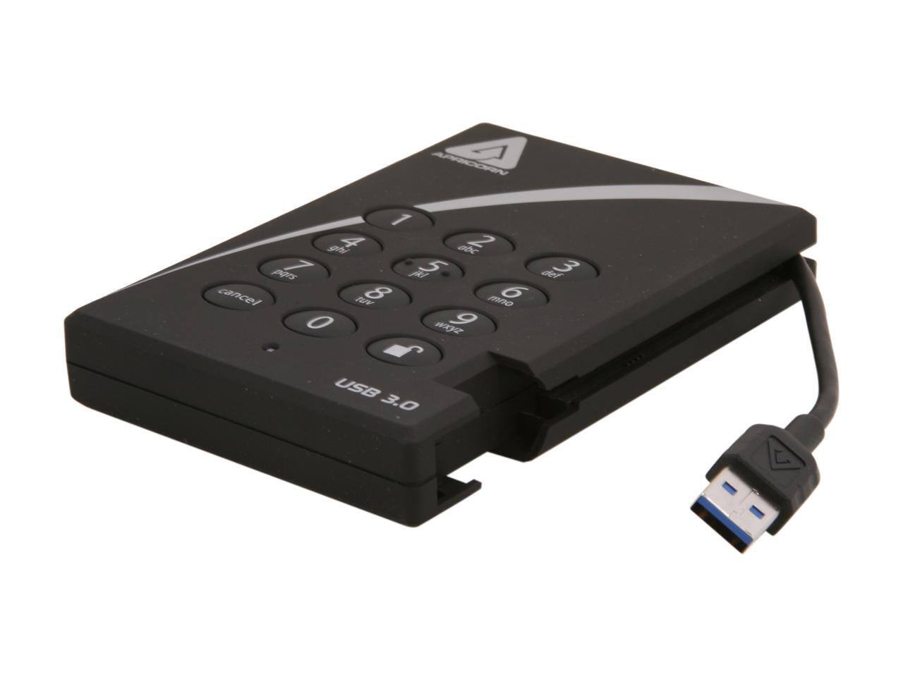 APRICORN  
1 ghl  
2 pars  
3 cancel  
4 def  
5 tuv  
6 w  
7 mo  
8 0  
9 USB 3.0