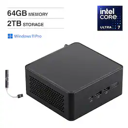 ASUS - NUC 14 Pro Tall Mini Desktop (Intel Ultra 7- 165H, 64GB DDR5, 2TB PCIe SSD, Intel Arc, Win 11 Pro) w/USB Hub - Black