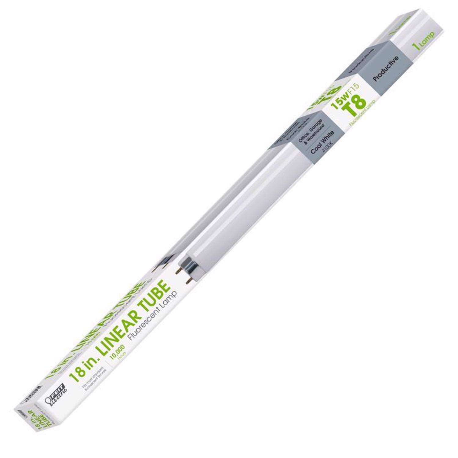 1 Lamp Productive 15W T8 Garage Fluorescent Office - Warehouse White Cool 4100K TUBE LINEAR Fluorescent 18in. 18in. TUBE