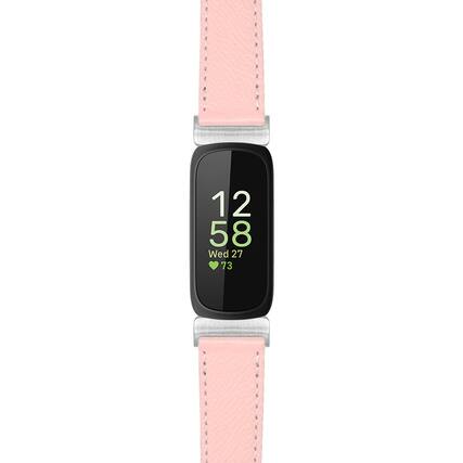 Front. StrapsCo - Textured Strap Leather Watch Band For Fitbit Inspire 3 - Pink.