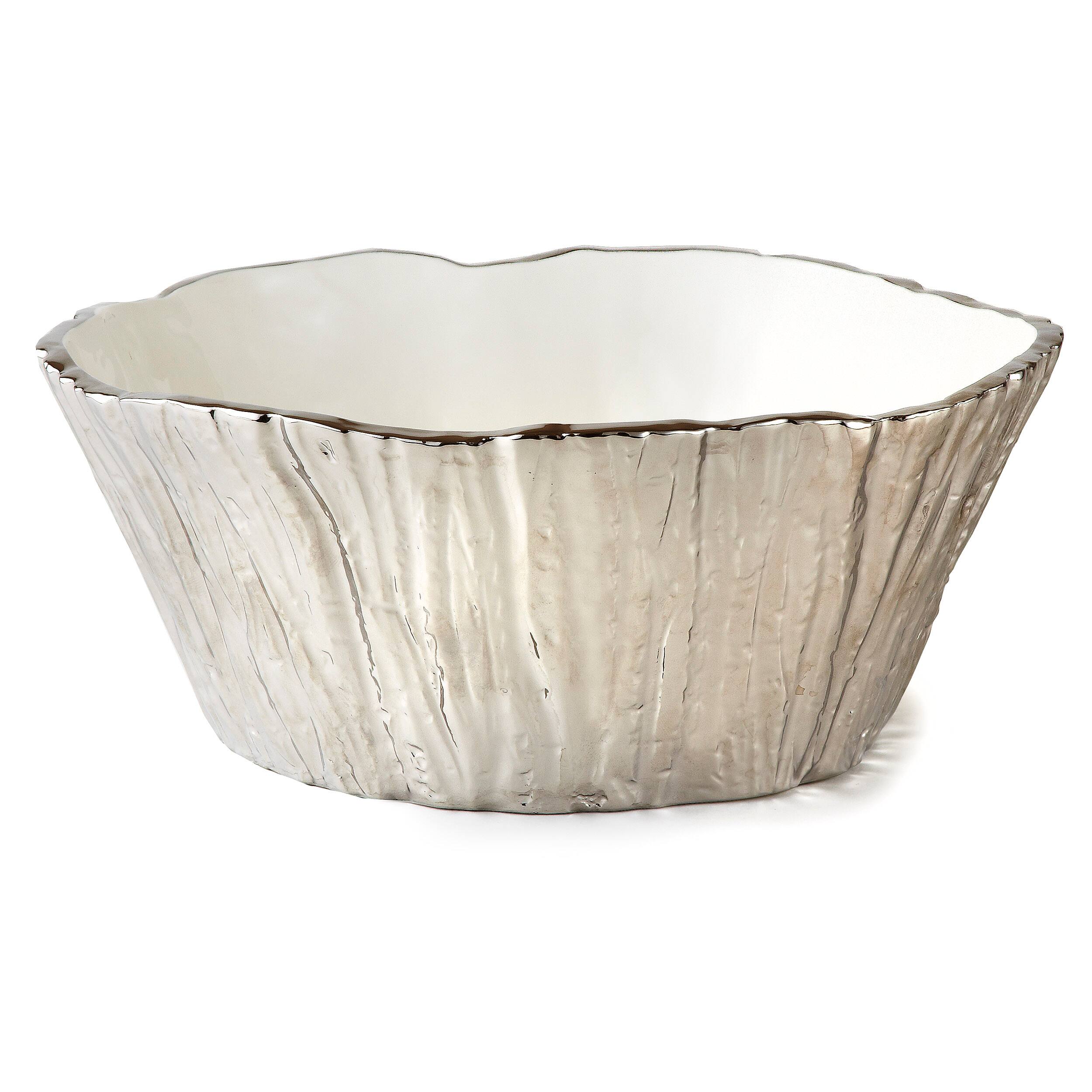 "Jiallo - Botanic Collection Titanium Porcelain tree bark bowl 10.5"" Silver - Color: silver" price history on PriceWatchPro