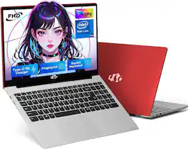 NIMO - Refurbished Excellent - 15.6" IPS-FHD Laptop, Intel Pentium Quad Core N100 4GB RAM 128GB SSD 3.4GHz Backlit Keyboard WiFi 6 - Red