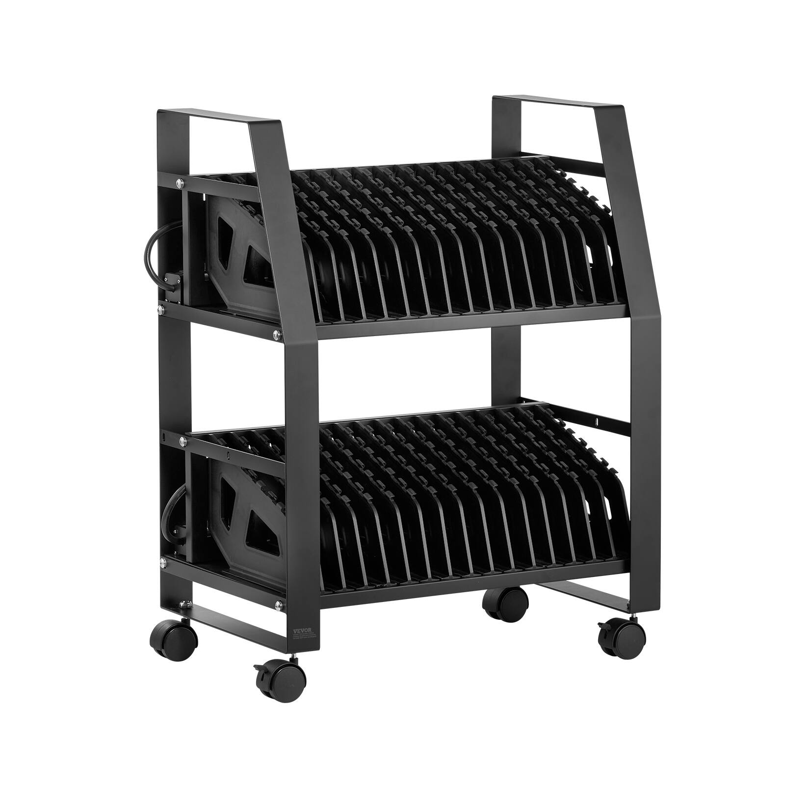Alt View 5. VEVOR - Laptop Charging Cart,32 Devices Mobile Open Charging Station with Wheels,for Tablet and Laptop Up to 15.6 in Screen Size - Black.
