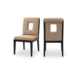Meridian Furniture - Gwendolyn Cognac Linen Textured Fabric Dining Side Chair, Set of 2 - Brown