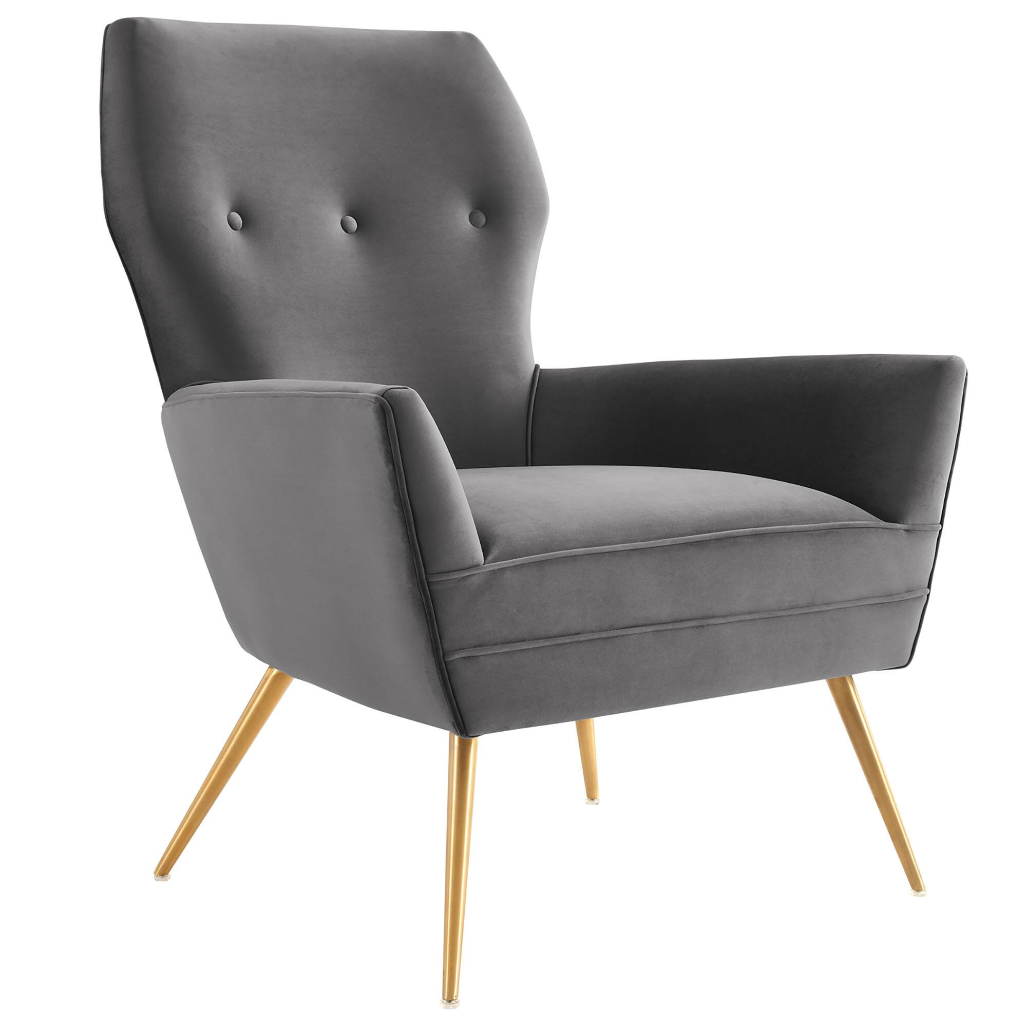 Angle. Modway - Renata Button Tufted Performance Velvet Armchair by Modway - Gray.