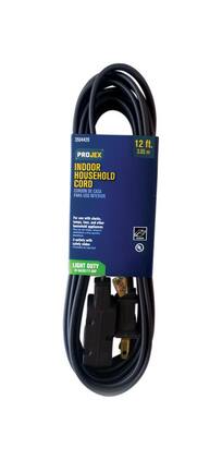 ProjeX - Indoor 12 ft. L Extension Cord 16/2 SPT-2 - Brown