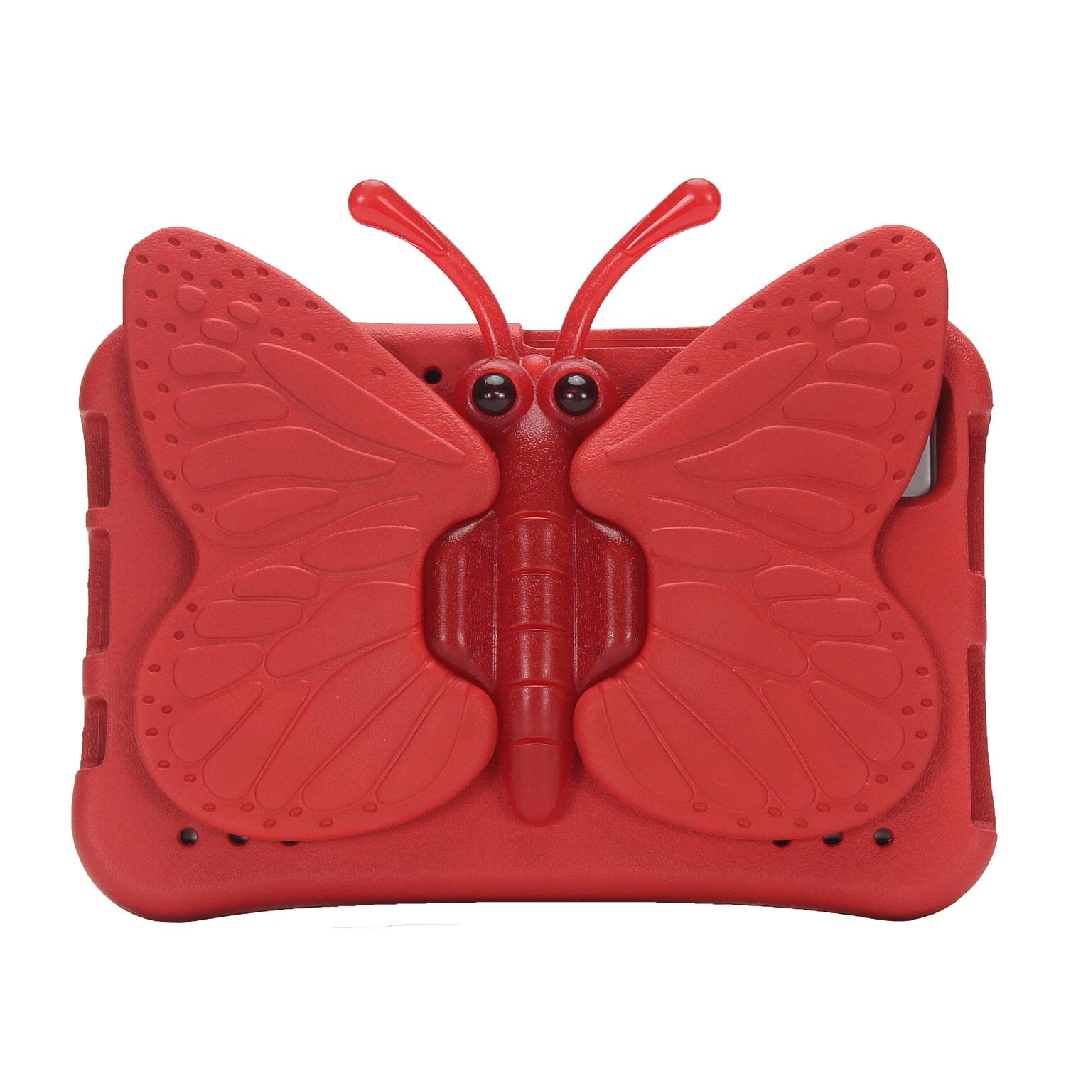 Angle. Dteck - Kids Butterfly Case for Samsung Galaxy Tab A9 8.7" 2023 & Tab A7 Lite 8.7" 2021,3D Cartoon EVA Shockproof Stand Cover - Red.