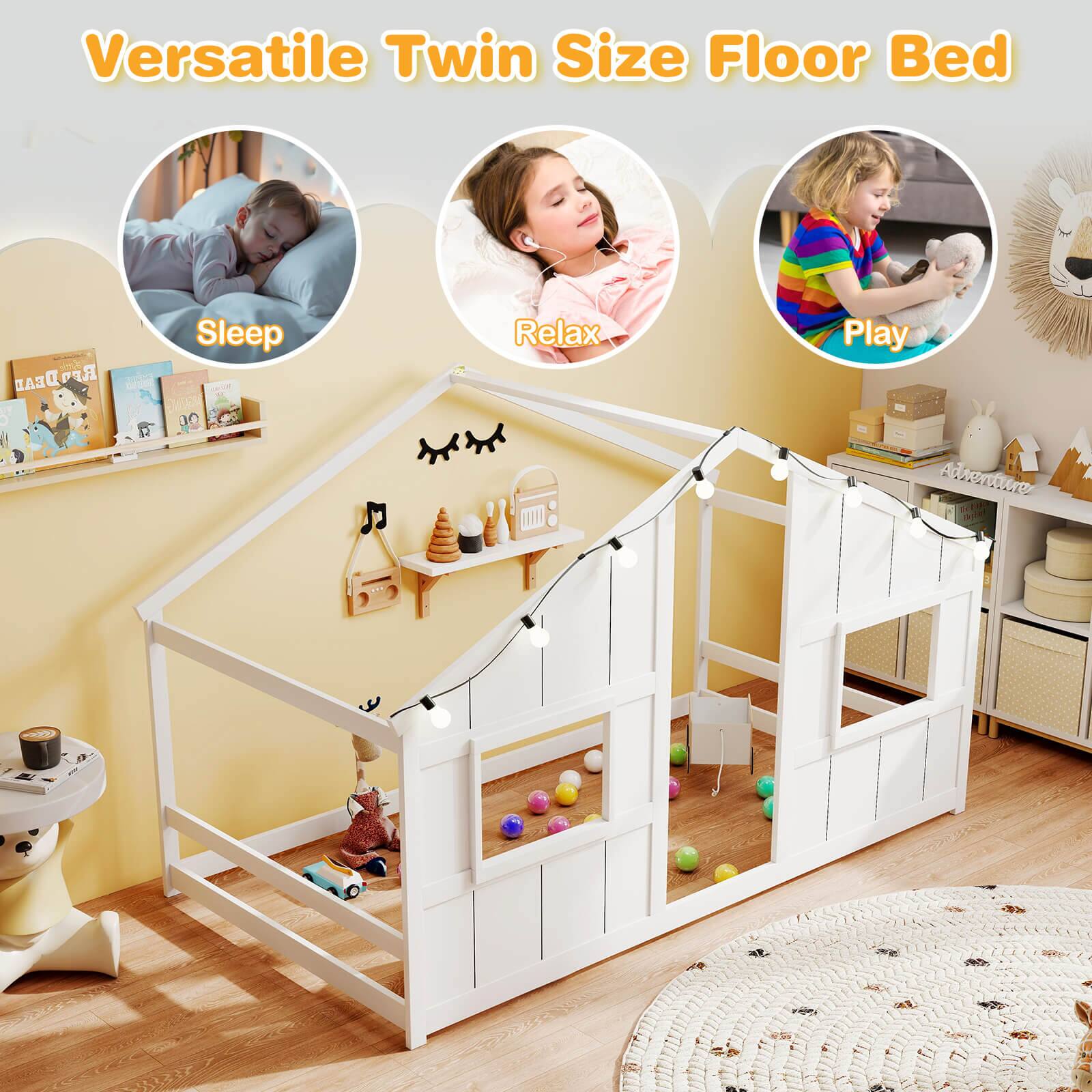 Versatile Twin Size Floor Bed

Sleep  
Relax  
Play