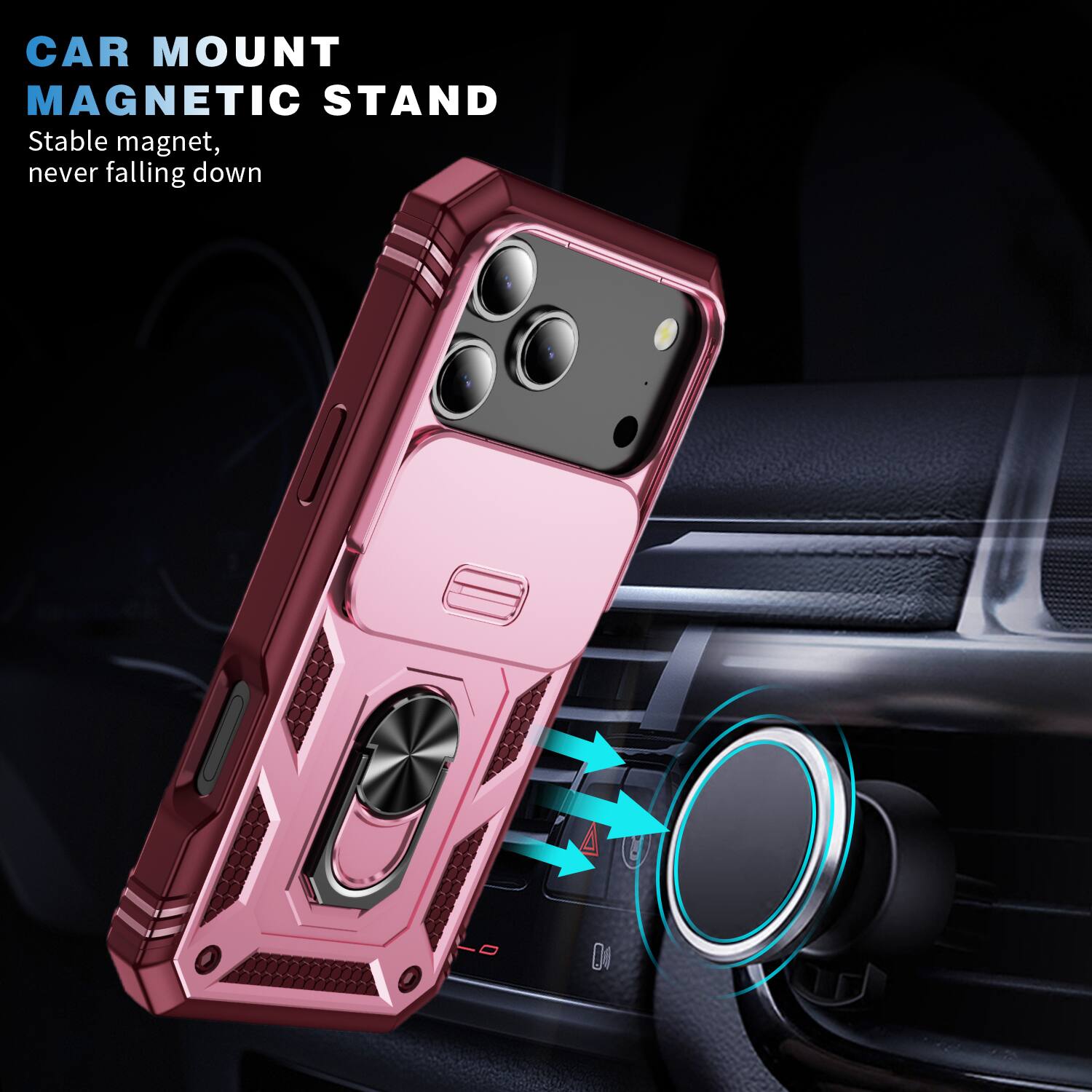 Dteck Slide Camera Lens Case For iPhone 17 Pro Max, Shockproof Magnetic ...