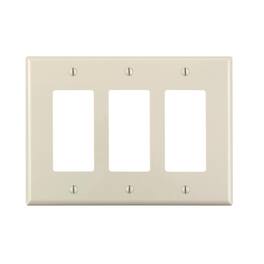 Leviton - Decora 3 gang Thermoplastic Nylon Decorator Wall Plate 1 pk - Light Almond