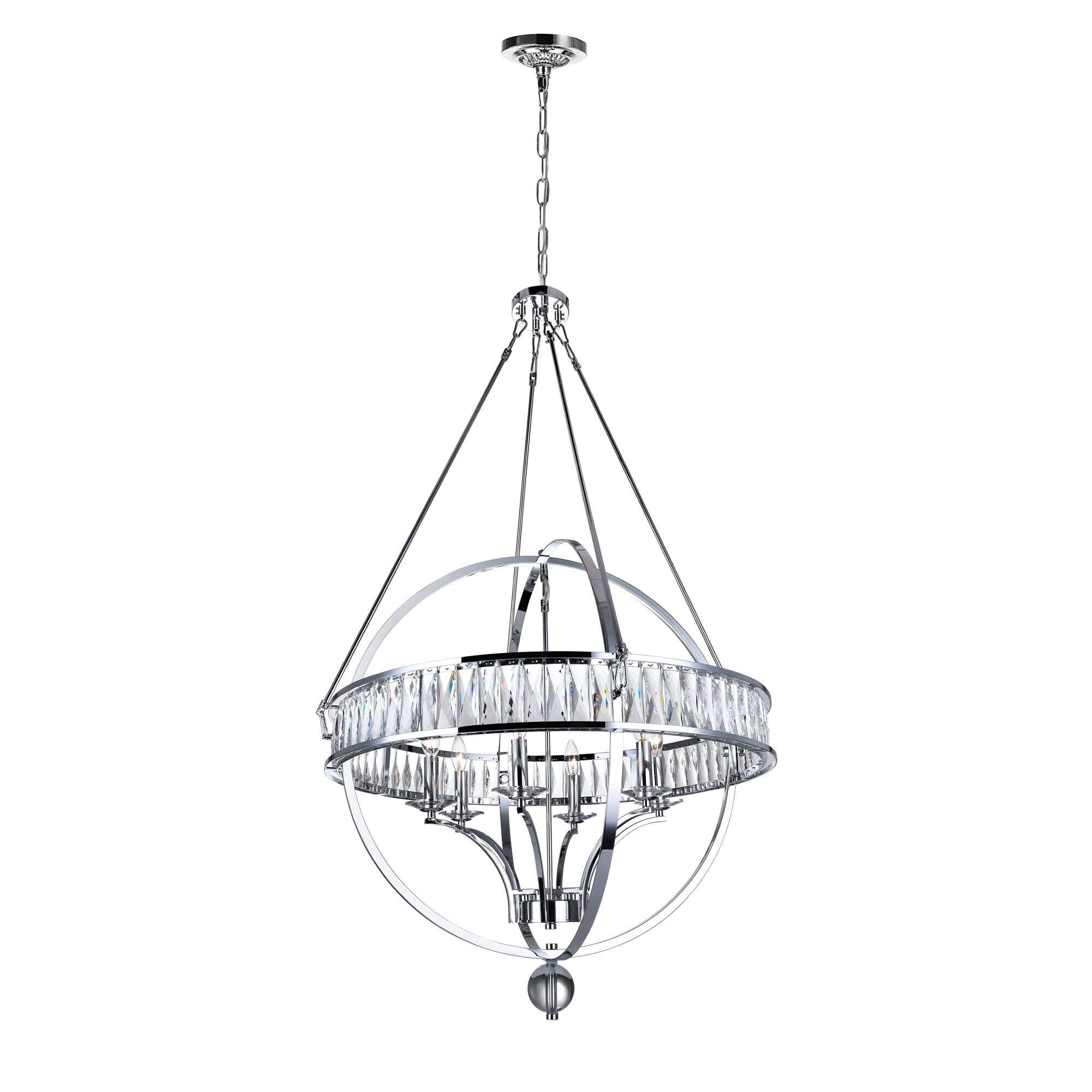 Back. CWI Lighting - Arkansas 6 Light Chandelier With Chrome Finish - Chrome.